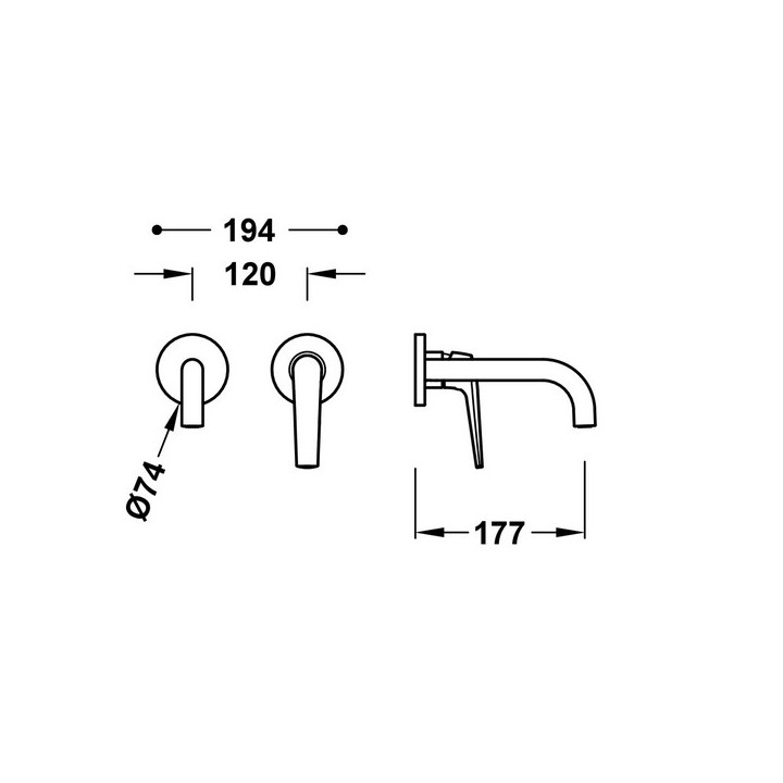 Element naścienny do podtynkowego korpusu baterii umywalkowej TRES LOFT, wylewka 240mm, czerń matowa