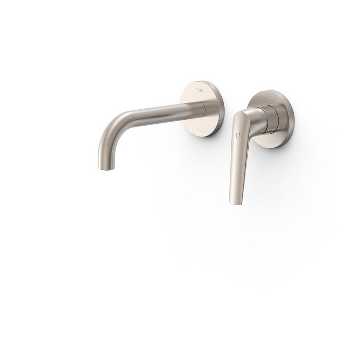 Element naścienny do podtynkowego korpusu baterii umywalkowej TRES FUJI, wylewka 177mm, czerń matowa