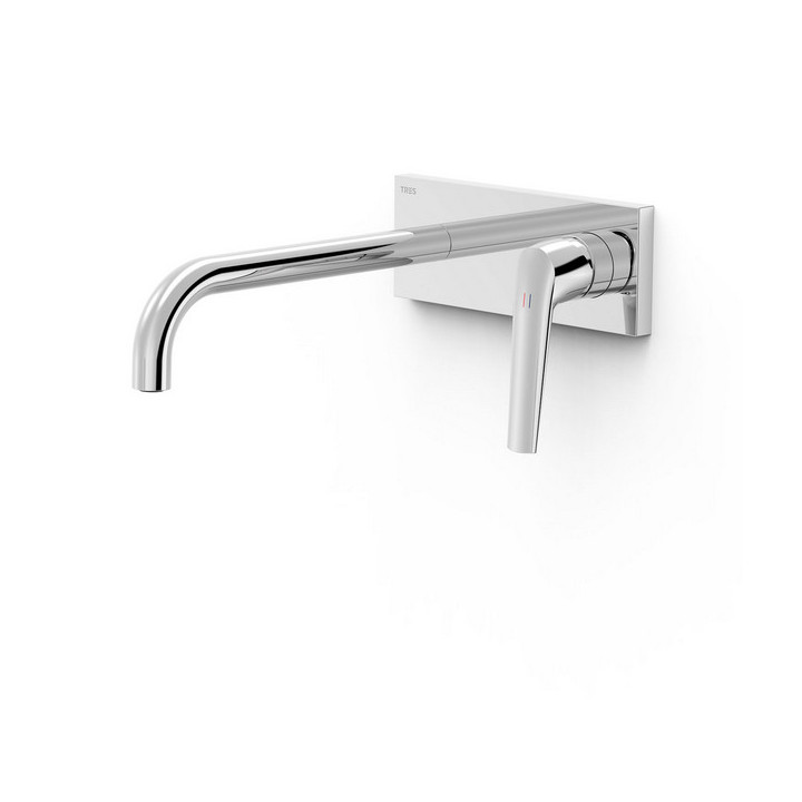 Element naścienny do podtynkowego korpusu baterii umywalkowej TRES FUJI, wylewka 180mm, cHROM