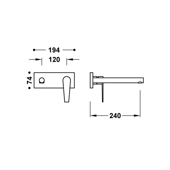 Element naścienny do podtynkowego korpusu baterii umywalkowej TRES Class, wylewka180mm, chrom