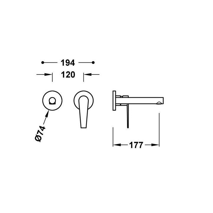 Element naścienny do podtynkowego korpusu baterii umywalkowej TRES Class, wylewka 240mm, chrom