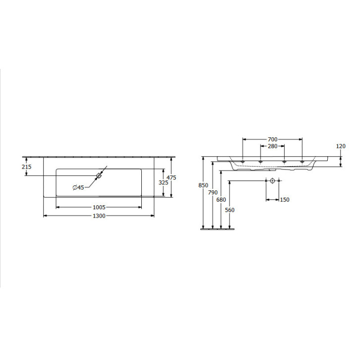 Umywalka  Villeroy&Boch Collaro, 60x47cm, z przelewem, Weiss Alpin, 4A336001
