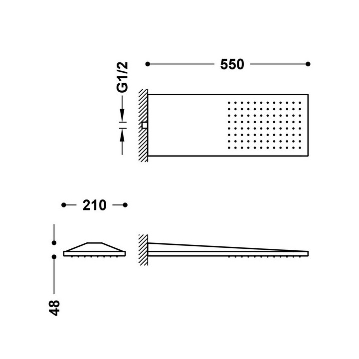 Deszczownica/ Natrysk ścienny Tres 210x550 mm, biel matowa