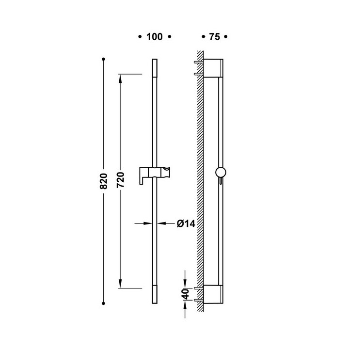 Drążek niklowy Tres Loft, długość 76 cm