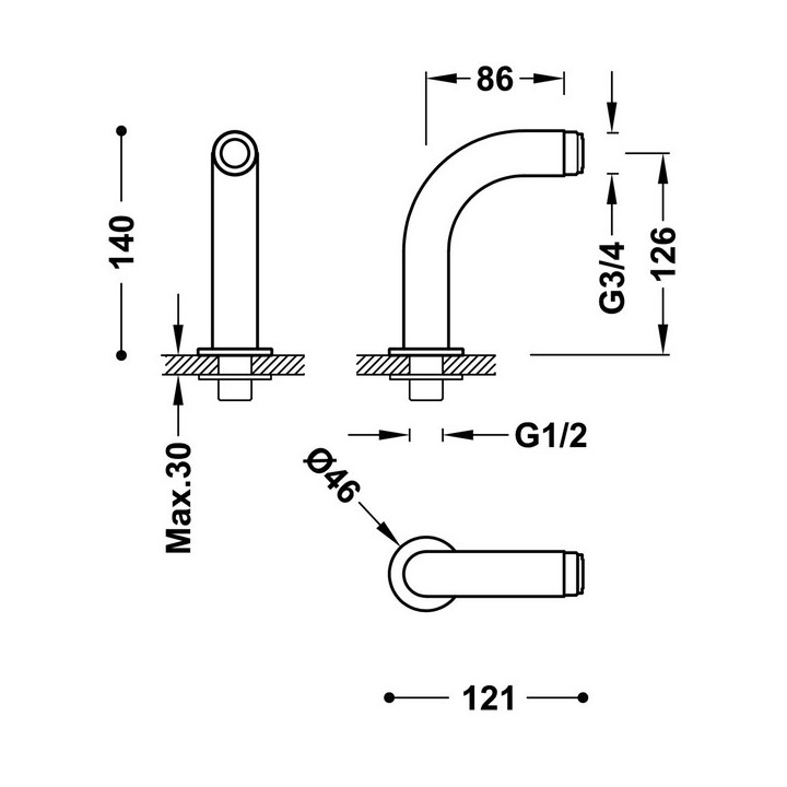 Przedłużka do syfonu teleskopowego typu " Butelka" - Tres, złoto