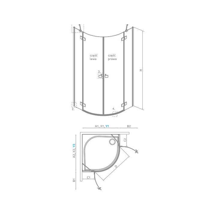 Kabina półokrągła Radaway Essenza PDD 100x100cm, chrom/ szkło przejrzyste