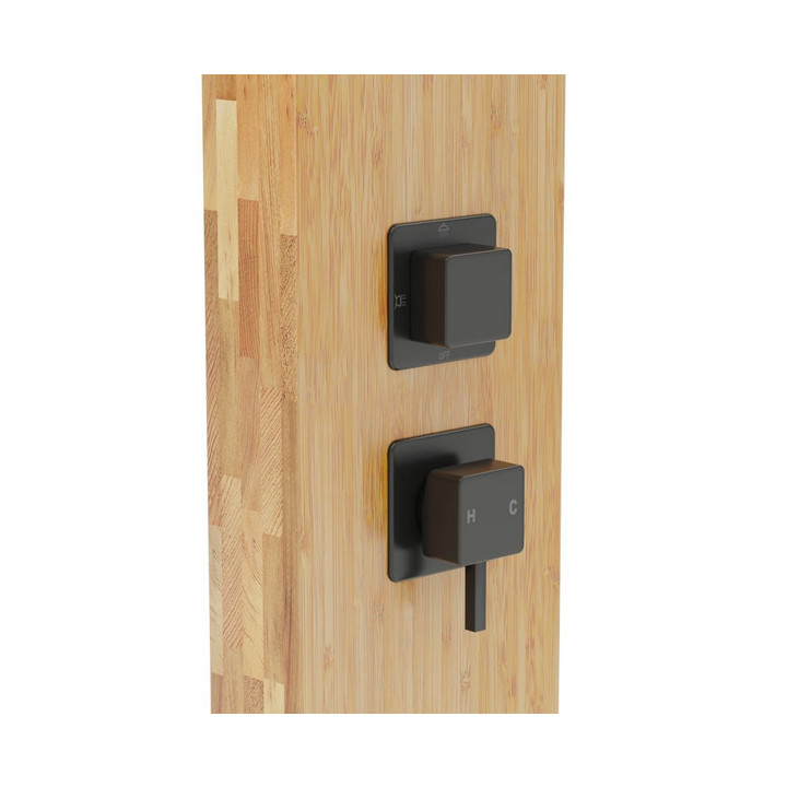 Panel prysznicowy Corsan Balti B-001MBL bambusowy z czarnym wykończeniem