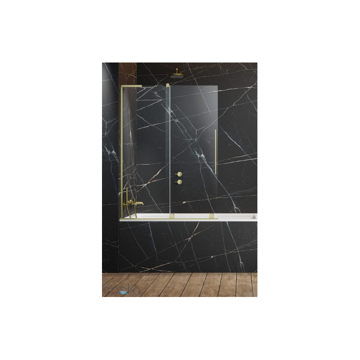 Parawan nawannowy Radaway Furo PND II 110, lewy, szkło przejrzyste, 110x150cm, przesuwny, profil złoty szczotkowany