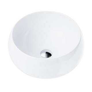 Umywalka nablatowa okrągłaCorsan 400x400x160mm z korkiem klik-klak czarnym, biała