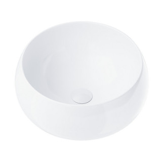 Umywalka nablatowa okrągłaCorsan 400x400x160mm z korkiem klik-klak złoty, biała