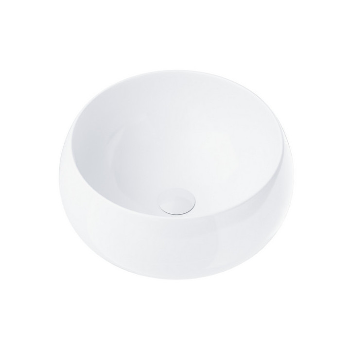 Umywalka nablatowa okrągłaCorsan 400x400x160mm z korkiem klik-klak złoty, biała