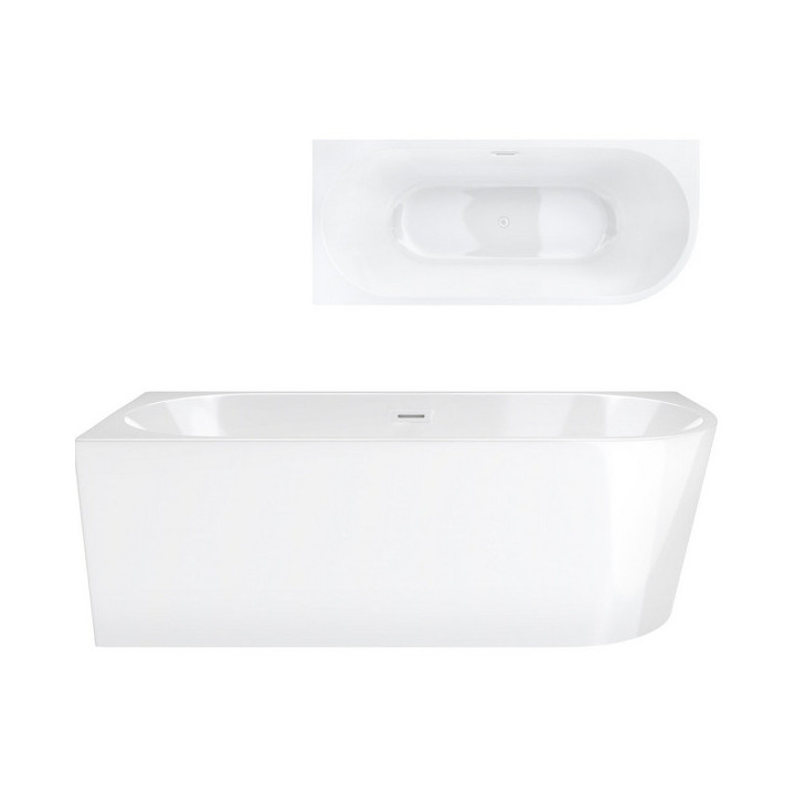 Wanna wolnostojąca narożna Corsan Intero , 160x74cm, lewostronna, korek klik-klak biały, biała