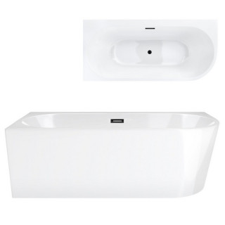 Wanna wolnostojąca narożna Corsan Intero , 170x73cm, prawostronna, korek klik-klak czarny, biała