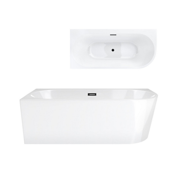 Wanna wolnostojąca narożna Corsan Intero , 170x73cm, prawostronna, korek klik-klak czarny, biała