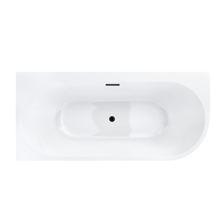 Wanna wolnostojąca narożna z szeroką krawędzią Corsan Intero SLIM , 160x74cm, lewostronna, korek klik-klak biały, biała