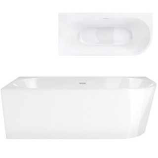 Wanna wolnostojąca narożna z szeroką krawędzią Corsan Intero  , 170x80cm, lewostronna, korek klik-klak chrom, biała