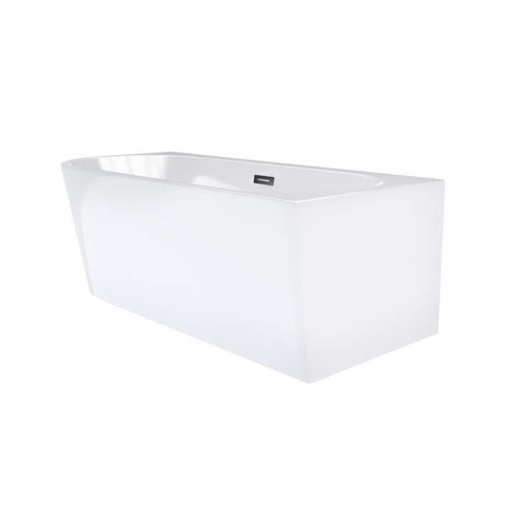 Wanna wolnostojąca narożna z szeroką krawędzią Corsan Intero  , 170x80cm, lewostronna, korek klik-klak czarny, biała