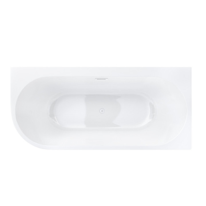 Wanna wolnostojąca narożna z szeroką krawędzią Corsan Intero  , 160x74cm, prawostronna, korek klik-klak chrom, biała