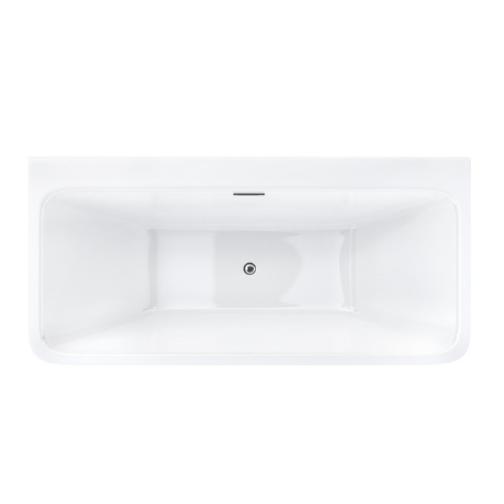 Wanna wolnostojąca przyścienna z szeroką krawędzią Corsan ISEO  , 160x74cm, korek klik-klak czarny, biała