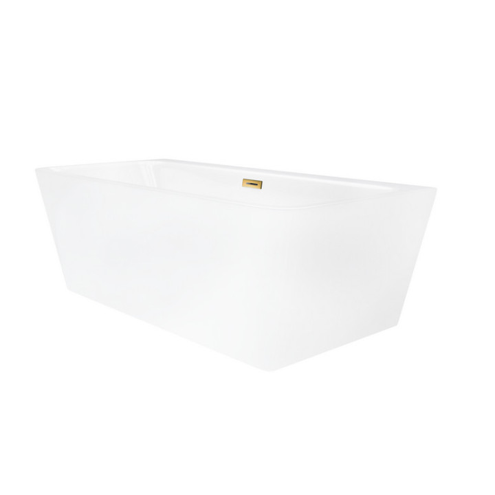 Wanna wolnostojąca przyścienna z szeroką krawędzią Corsan ISEO  , 160x74cm, korek klik-klak chrom, biała