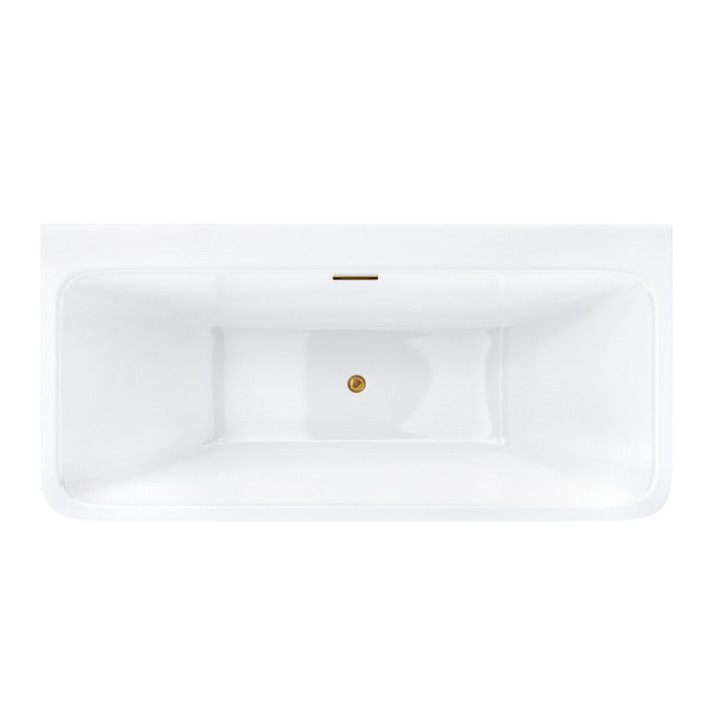 Wanna wolnostojąca przyścienna z szeroką krawędzią Corsan ISEO  , 160x74cm, korek klik-klak chrom, biała