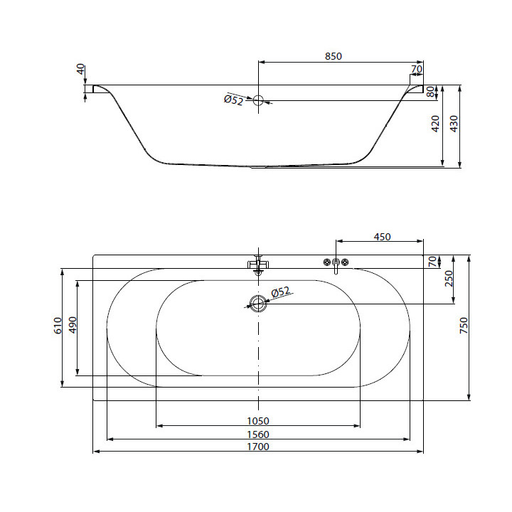 Wanna prostokątna 160x75cm, Cersanit City, biały