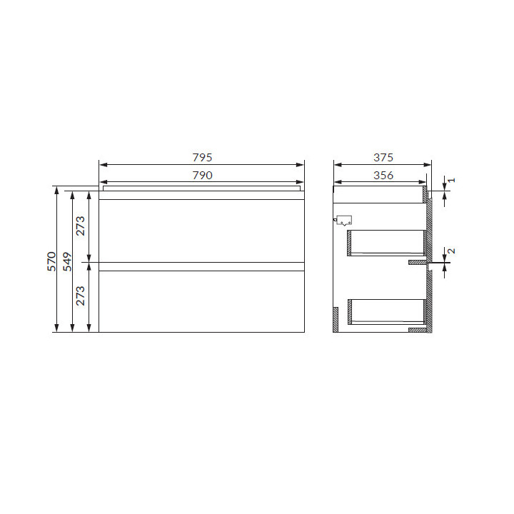 Szafka podumywalkowa Cersanit Moduo Slim 60, antracyt