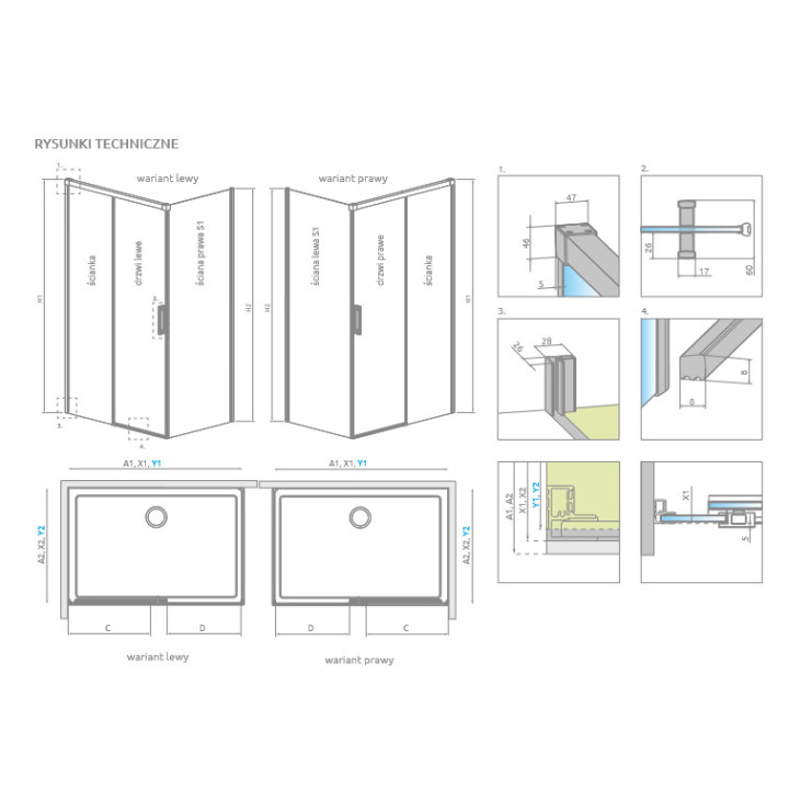 Drzwi kabiny prysznicowej Radaway Idea 8 KDJ 100, lewe, 1000x2000mmm, szkło przejrzyste, chrom