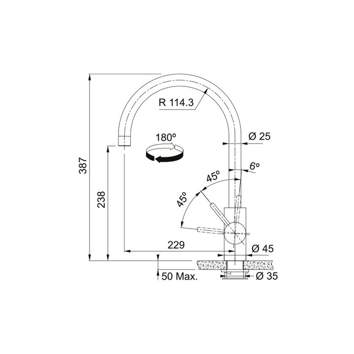 Bateria kuchenna Franke Eos Neo  pull-out spray , wysokość 433mm, obrotowa i wyciągana wylewka,  stal szlachetna