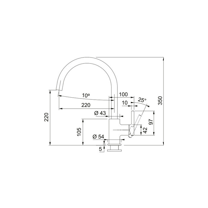 Bateria kuchenna Franke Lina XL , wysokość 350mm, obrotowa wylewka,  kamienny szary