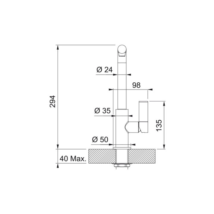 Bateria kuchenna Franke Neptune Evo , wysokość 291mm, obrotowa i wyciągana wylewka, czarny mat