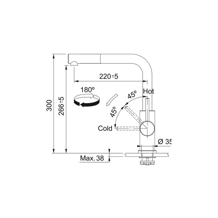 Bateria kuchenna Franke Sirius L Side pull-out  , wysokość 333mm, obrotowa i wyciągana wylewka, onyx/chrom