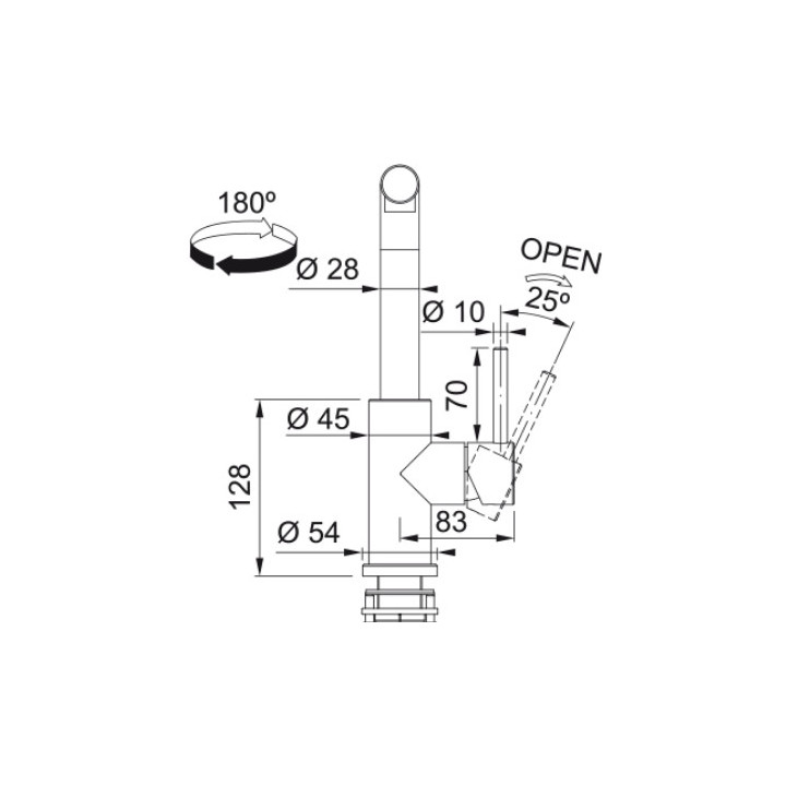 Bateria kuchenna Franke Sirius L Side pull-out  , wysokość 333mm, obrotowa i wyciągana wylewka, onyx/chrom