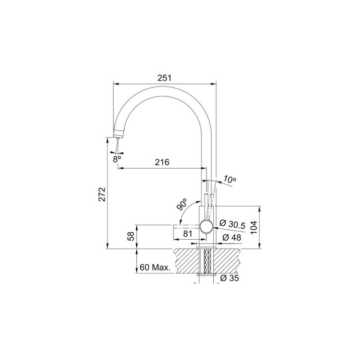 Bateria kuchenna Franke Urban pull-out  , wysokość 294mm, obrotowa i wyciągana wylewka,  chrom