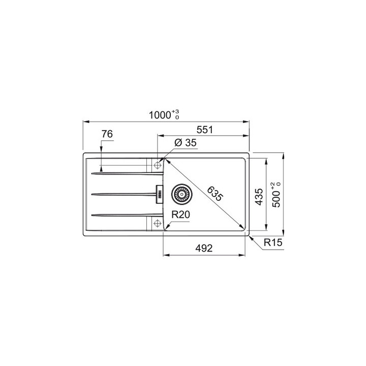 Zlewozmywak wbudowywany, Franke Centro CNG 611-86 - onyx