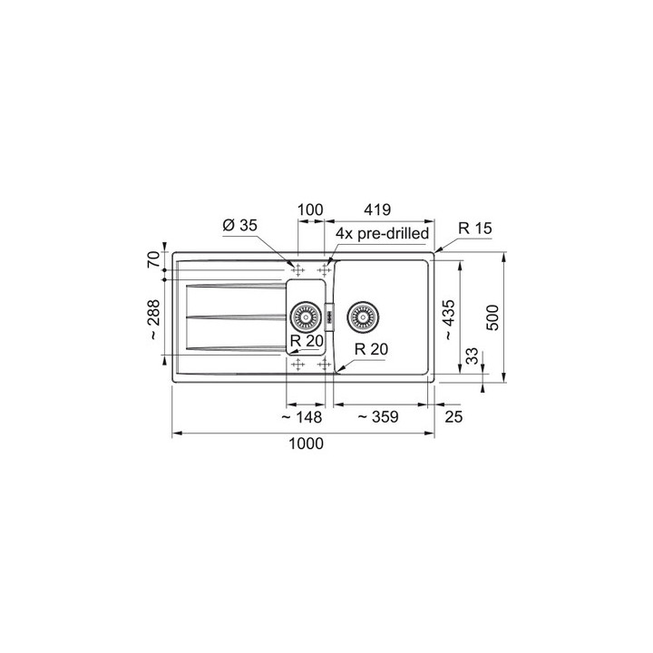 Zlewozmywak wbudowywany, Franke Centro CNG 611-100 XL - onyx