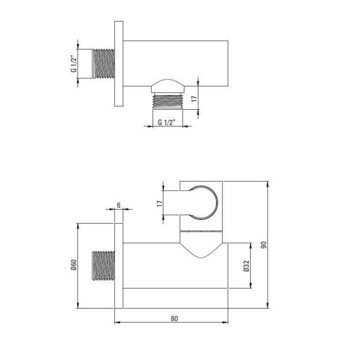 Przyłącze kątowe okrągłe z uchwytem na słuchawkę Deante Cascada, nero