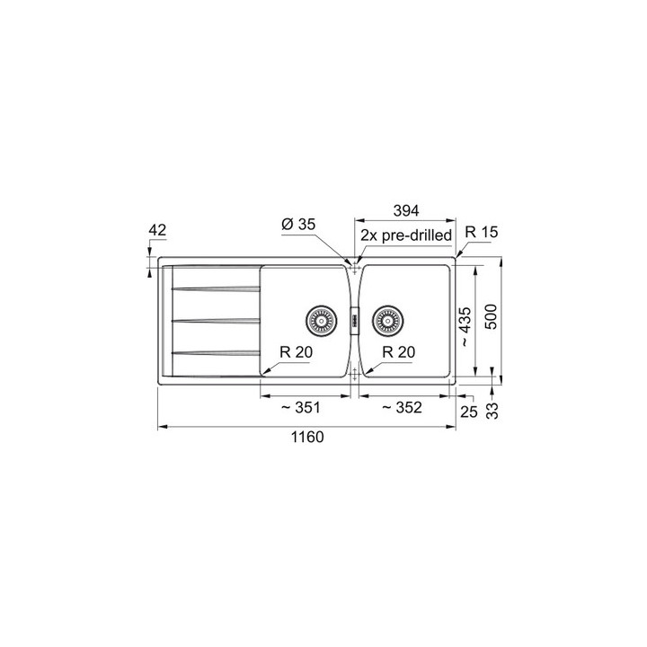 Zlewozmywak wbudowywany, Franke Centro CNG 621-116  - czarny mat