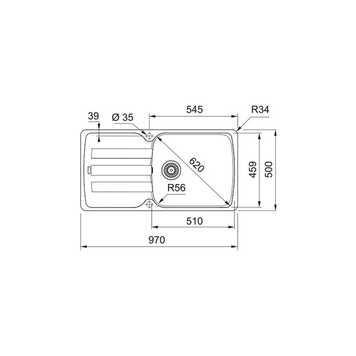 Zlewozmywak wbudowywany, Franke Antea AZG 611-86,czarny odpływ, czarny mat