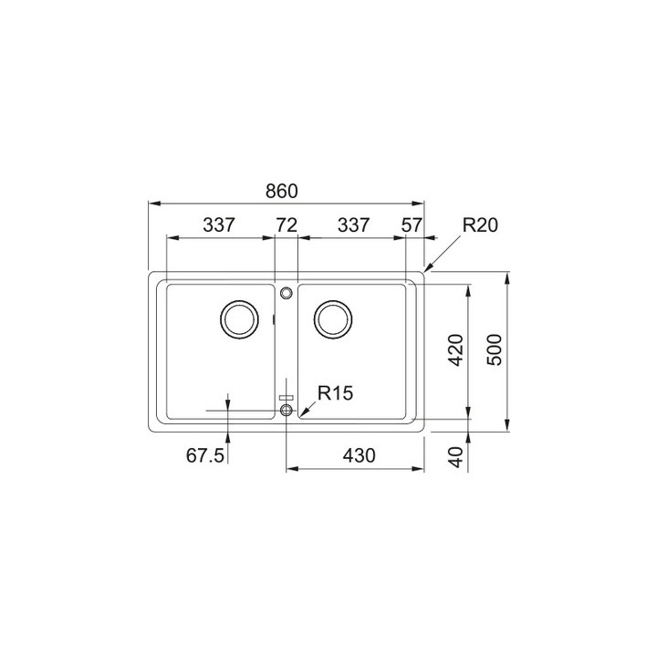 Zlewozmywak wbudowywany, Franke Basis BFG 620-34-34 ,biały polarny