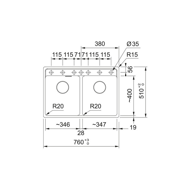 Zlewozmywak wbudowywany, Franke Maris MRG 620-35-35 , czarny mat