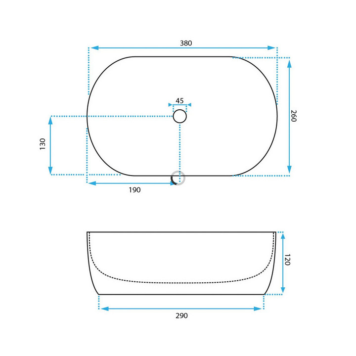 Umywalka nablatowa Rea Amelia 48,5x35 cm, biała