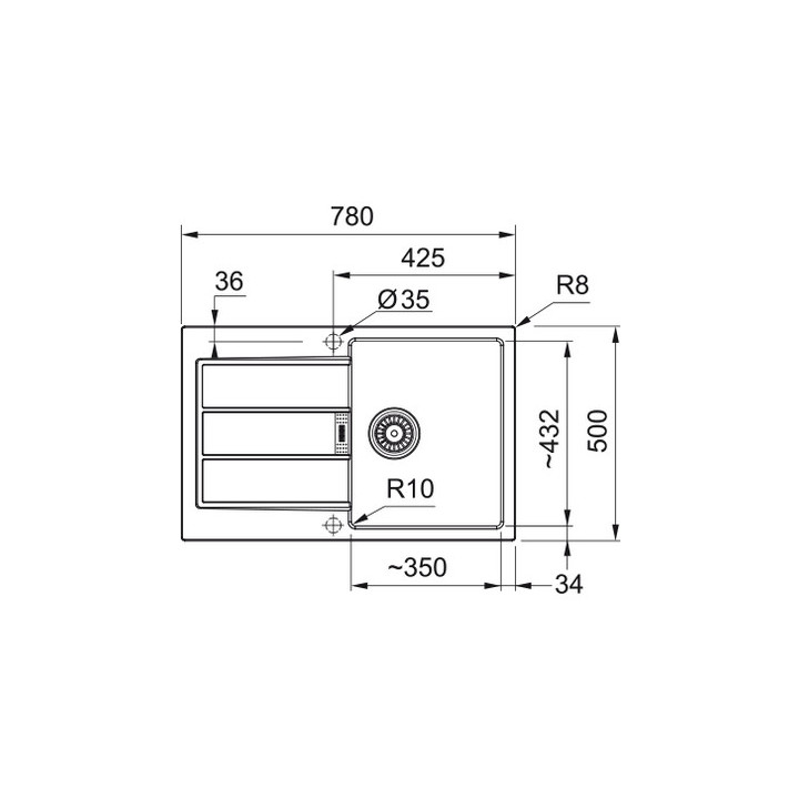 Zlewozmywak Franke Orion OID 611-78 , jednokomorowy,biały polarny