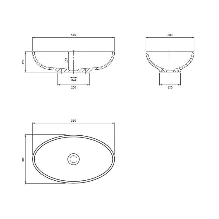 Umywalka nablatowa Omnires Crete Marble+ 51 x 31 cm, biały połysk, bez przelewu- sanitbuy.pl
