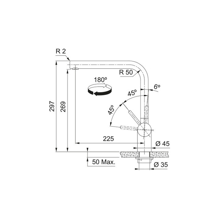 Bateria kuchena Franke Atlas Neo pull-out, wysokość 297mm, wyciągana wylewka, złoto