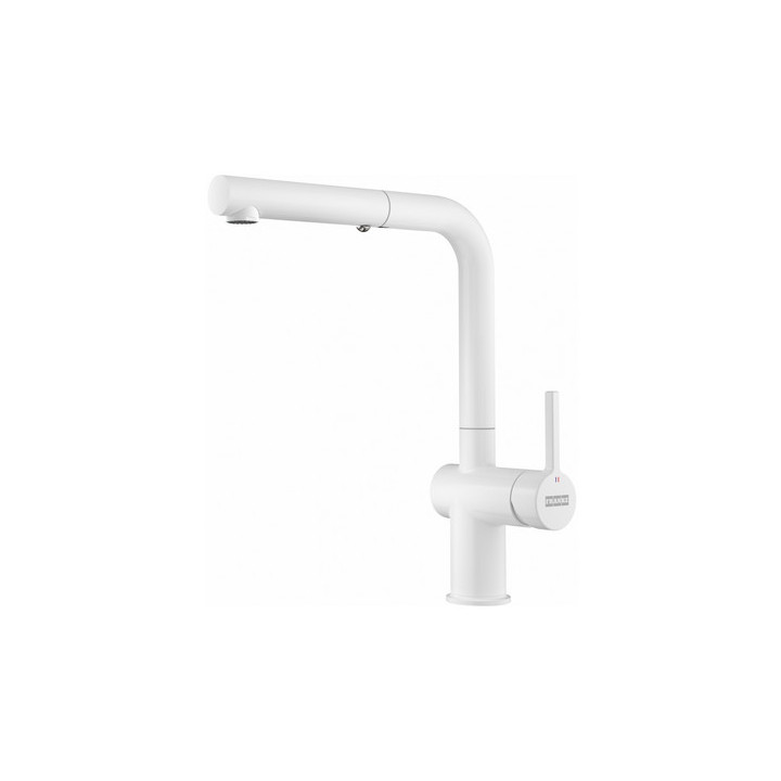 Bateria z ruchomą wylewką Franke Active J pull down spray , wysokość 388mm, wylewka wyciągana, biały mat