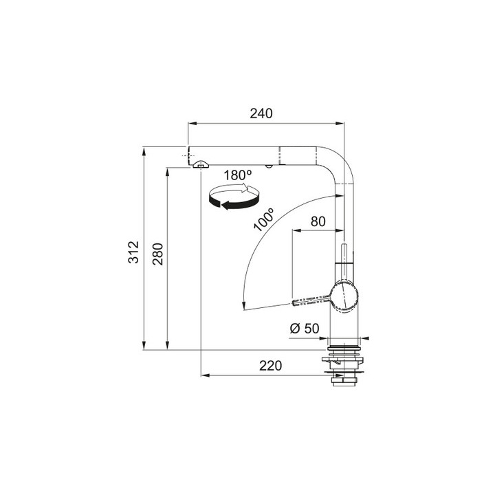 Bateria z ruchomą wylewką Franke Active J pull down spray , wysokość 388mm, wylewka wyciągana, biały mat