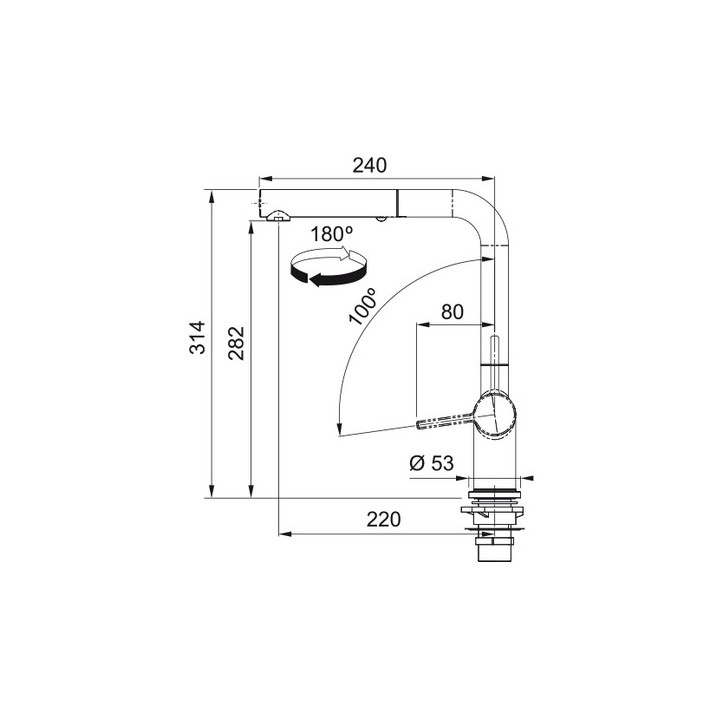 Bateria z ruchomą wylewką Franke Active L Twist pull-out spray , wysokość 312mm, wylewka wyciągana, czarny mat