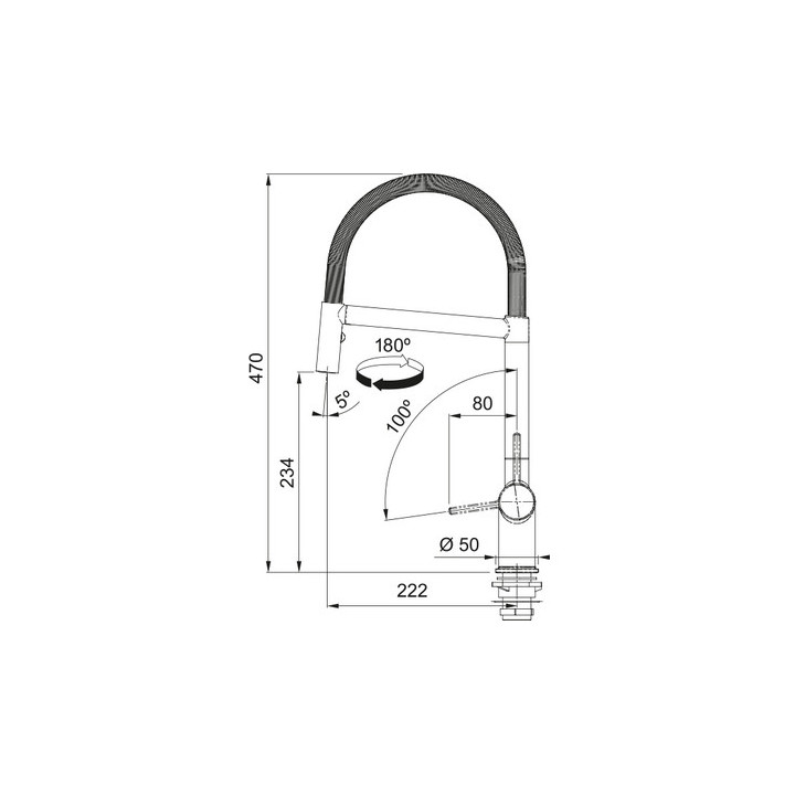 Bateria z ruchomą wylewką Franke Active L window pull-out spray , wysokość 314mm, wylewka wyciągana, chrom