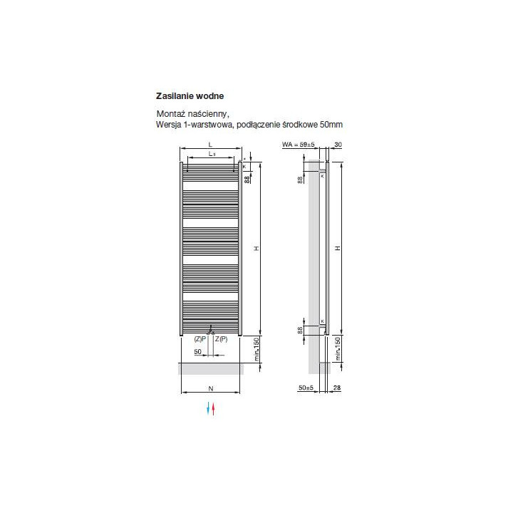 Grzejnik Zehnder Virando 186,6 x 75 cm - biały
